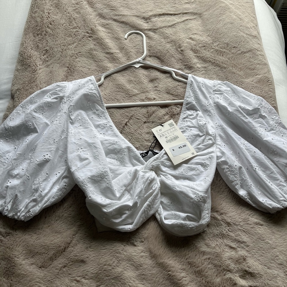 Zara cropped puffed sleeve top